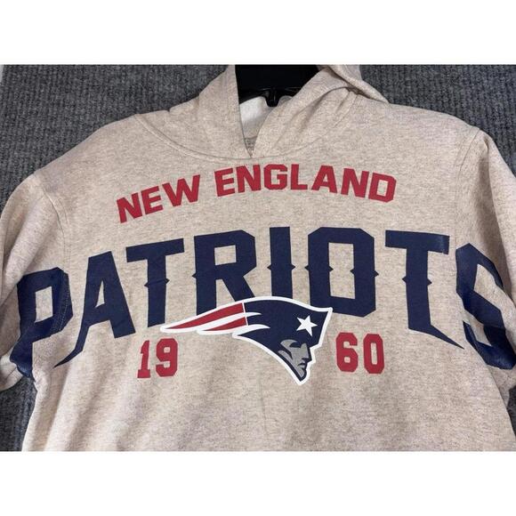 New England Patriots NFL Team Apparel Youth XL/Adult Small Beige/Gray All Logo - Picture 1 of 8
